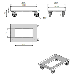 Roule bacs 4 roues | technique