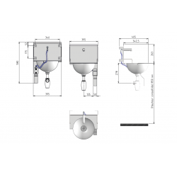 Mesures - Lave-mains hémisphérique - commande genou | Acinox
