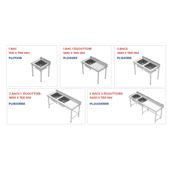 Différentes Plonges standard|Acinox